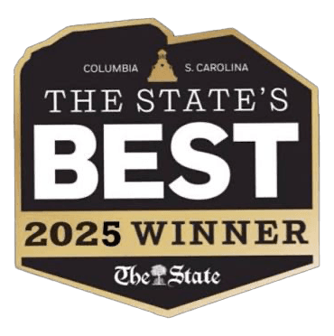 Award badge for "The State's Best 2025 Winner" from Columbia, South Carolina.